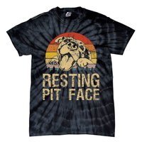 Vintage Pitbull Resting Pit Face Funny Pitbull Lovers Tie-Dye T-Shirt