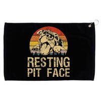 Vintage Pitbull Resting Pit Face Funny Pitbull Lovers Grommeted Golf Towel