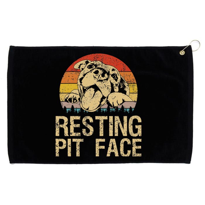 Vintage Pitbull Resting Pit Face Funny Pitbull Lovers Grommeted Golf Towel