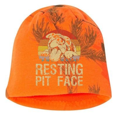 Vintage Pitbull Resting Pit Face Funny Pitbull Lovers Kati - Camo Knit Beanie