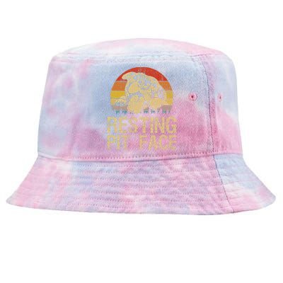 Vintage Pitbull Resting Pit Face Funny Pitbull Lovers Tie-Dyed Bucket Hat