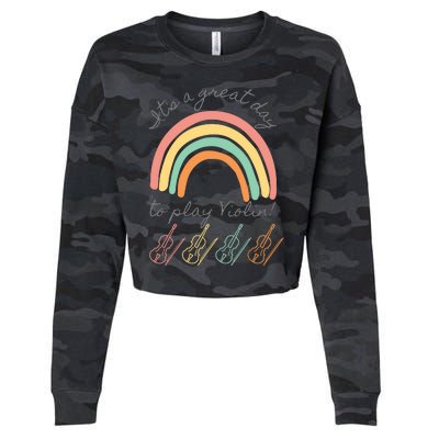 Violin Player Rainbow Design Cropped Pullover Crew