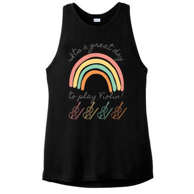 Violin Player Rainbow Design Ladies PosiCharge Tri-Blend Wicking Tank