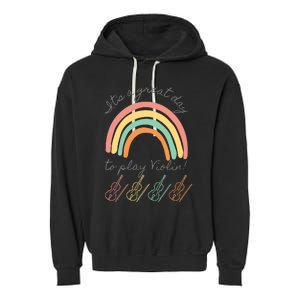 Violin Player Rainbow Design Garment-Dyed Fleece Hoodie