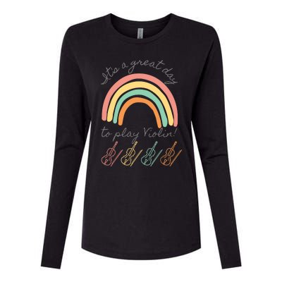 Violin Player Rainbow Design Womens Cotton Relaxed Long Sleeve T-Shirt