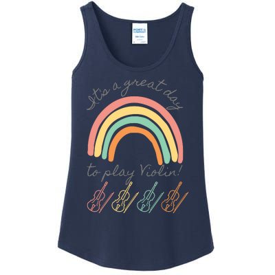 Violin Player Rainbow Design Ladies Essential Tank