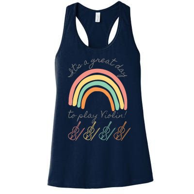 Violin Player Rainbow Design Women's Racerback Tank