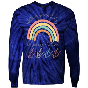 Violin Player Rainbow Design Tie-Dye Long Sleeve Shirt