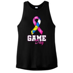 Volleyball Pink Ribbon Breast Cancer Awareness Sport Gift Ladies PosiCharge Tri-Blend Wicking Tank