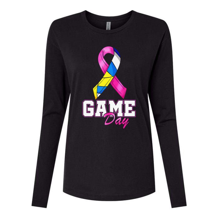 Volleyball Pink Ribbon Breast Cancer Awareness Sport Gift Womens Cotton Relaxed Long Sleeve T-Shirt