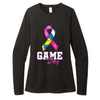 Volleyball Pink Ribbon Breast Cancer Awareness Sport Gift Womens CVC Long Sleeve Shirt