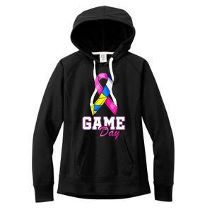 Volleyball Pink Ribbon Breast Cancer Awareness Sport Gift Women's Fleece Hoodie