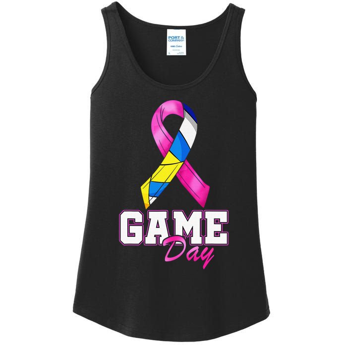 Volleyball Pink Ribbon Breast Cancer Awareness Sport Gift Ladies Essential Tank