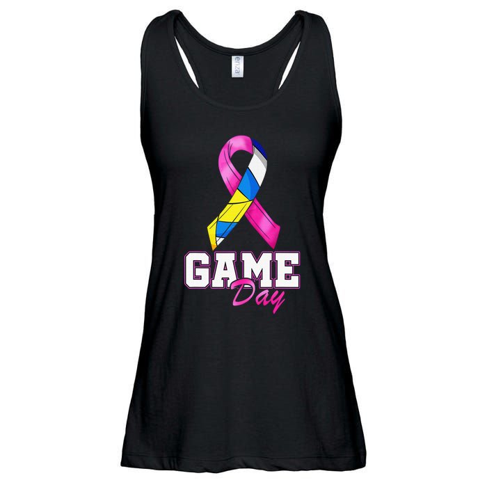 Volleyball Pink Ribbon Breast Cancer Awareness Sport Gift Ladies Essential Flowy Tank