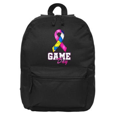 Volleyball Pink Ribbon Breast Cancer Awareness Sport Gift 16 in Basic Backpack