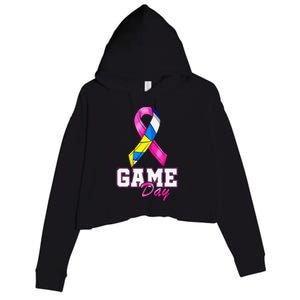 Volleyball Pink Ribbon Breast Cancer Awareness Sport Gift Crop Fleece Hoodie