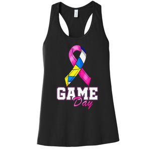 Volleyball Pink Ribbon Breast Cancer Awareness Sport Gift Women's Racerback Tank