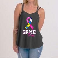 Volleyball Pink Ribbon Breast Cancer Awareness Sport Gift Women's Strappy Tank