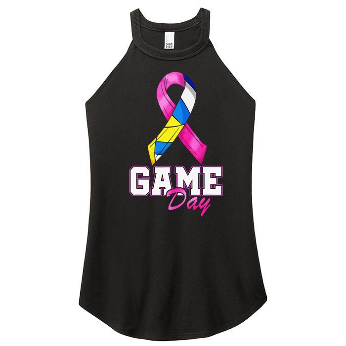 Volleyball Pink Ribbon Breast Cancer Awareness Sport Gift Women's Perfect Tri Rocker Tank