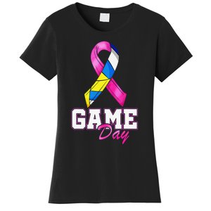 Volleyball Pink Ribbon Breast Cancer Awareness Sport Gift Women's T-Shirt