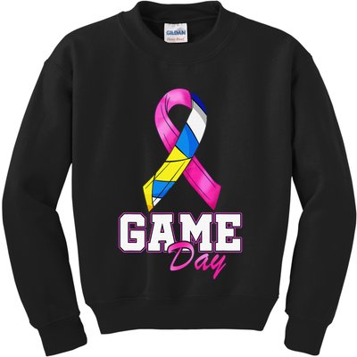 Volleyball Pink Ribbon Breast Cancer Awareness Sport Gift Kids Sweatshirt