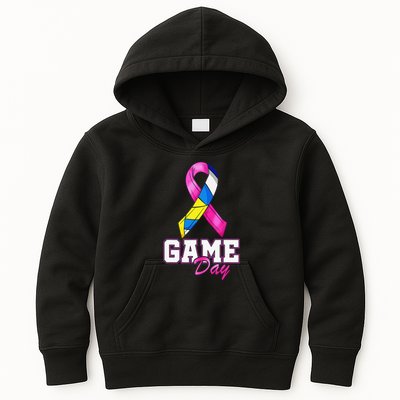Volleyball Pink Ribbon Breast Cancer Awareness Sport Gift Kids Hoodie
