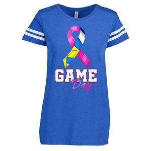 Volleyball Pink Ribbon Breast Cancer Awareness Sport Gift Enza Ladies Jersey Football T-Shirt