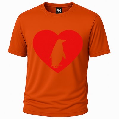 Vintage Penguin Red Heart Animal Lover Valentines Day Gift Cooling Performance Crew T-Shirt