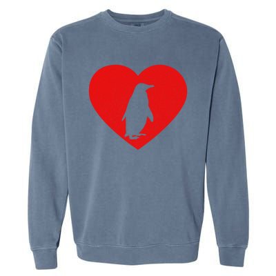 Vintage Penguin Red Heart Animal Lover Valentines Day Gift Garment-Dyed Sweatshirt