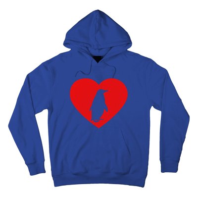 Vintage Penguin Red Heart Animal Lover Valentines Day Gift Hoodie