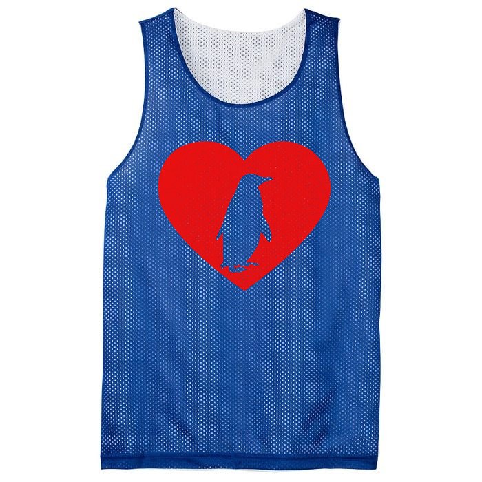 Vintage Penguin Red Heart Animal Lover Valentines Day Gift Mesh Reversible Basketball Jersey Tank