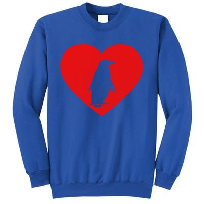 Vintage Penguin Red Heart Animal Lover Valentines Day Gift Tall Sweatshirt