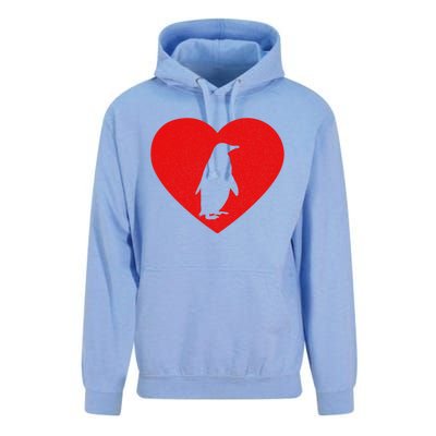 Vintage Penguin Red Heart Animal Lover Valentines Day Gift Unisex Surf Hoodie