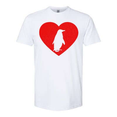 Vintage Penguin Red Heart Animal Lover Valentines Day Gift Softstyle CVC T-Shirt