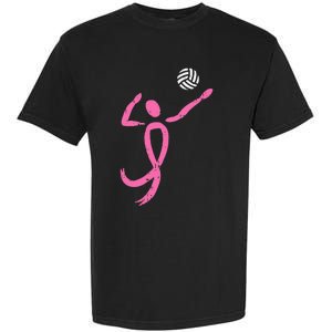 Volleyball Pink Ribbon Breast Cancer Awareness Sport Gift Garment-Dyed Heavyweight T-Shirt