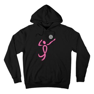 Volleyball Pink Ribbon Breast Cancer Awareness Sport Gift Hoodie