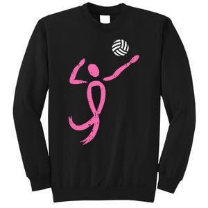 Volleyball Pink Ribbon Breast Cancer Awareness Sport Gift Sweatshirt