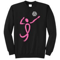 Volleyball Pink Ribbon Breast Cancer Awareness Sport Gift Sweatshirt