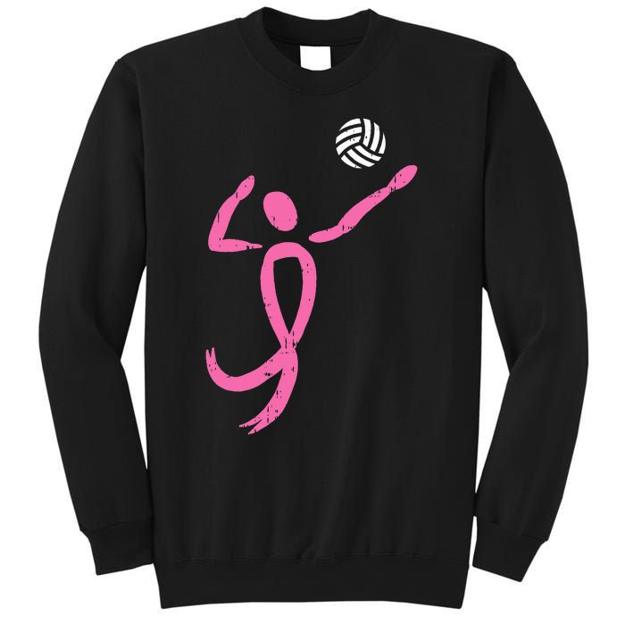 Volleyball Pink Ribbon Breast Cancer Awareness Sport Gift Sweatshirt