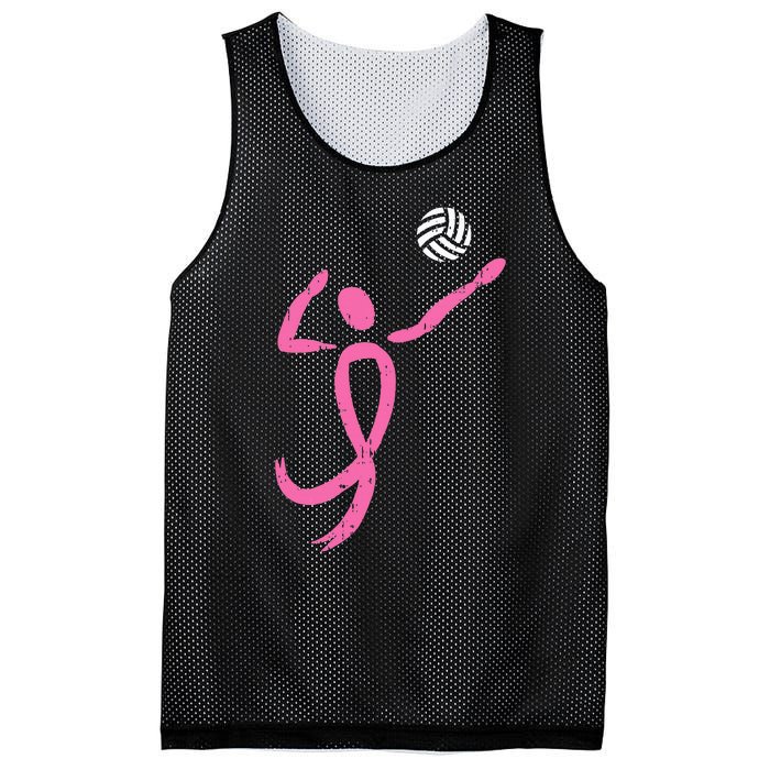 Volleyball Pink Ribbon Breast Cancer Awareness Sport Gift Mesh Reversible Basketball Jersey Tank