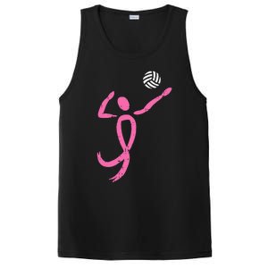 Volleyball Pink Ribbon Breast Cancer Awareness Sport Gift PosiCharge Competitor Tank