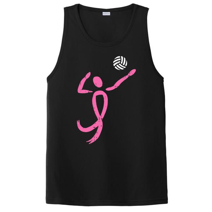 Volleyball Pink Ribbon Breast Cancer Awareness Sport Gift PosiCharge Competitor Tank