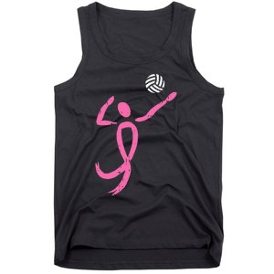 Volleyball Pink Ribbon Breast Cancer Awareness Sport Gift Tank Top