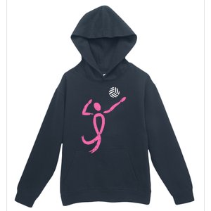 Volleyball Pink Ribbon Breast Cancer Awareness Sport Gift Urban Pullover Hoodie