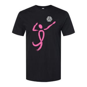 Volleyball Pink Ribbon Breast Cancer Awareness Sport Gift Softstyle CVC T-Shirt