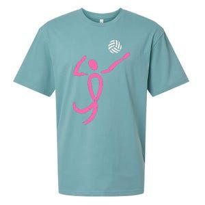 Volleyball Pink Ribbon Breast Cancer Awareness Sport Gift Sueded Cloud Jersey T-Shirt