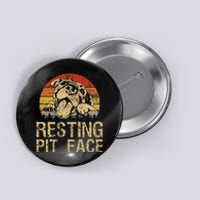 Vintage Pitbull Resting Pit Face  Funny Pitbull Lovers Button