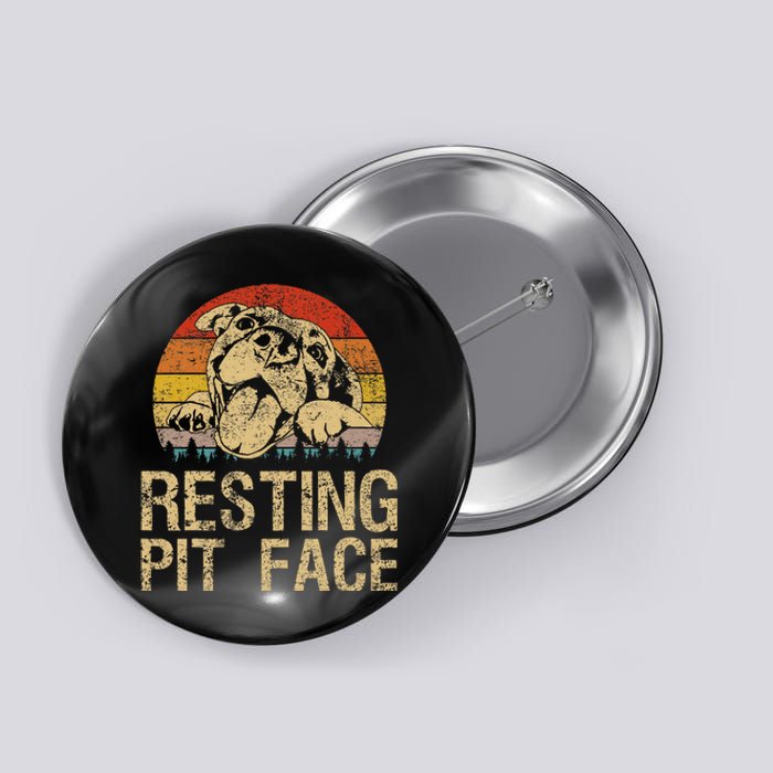 Vintage Pitbull Resting Pit Face  Funny Pitbull Lovers Button