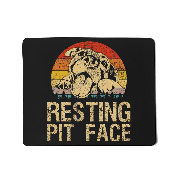 Vintage Pitbull Resting Pit Face  Funny Pitbull Lovers Mousepad