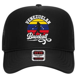 Venezuela Pride Roots Baseball Player Retro Softball High Crown Mesh Back Trucker Hat